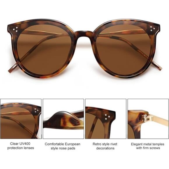 Classic Round Oversized Sunglasses for Women and  - Trendy Retro Vintage - Picture 4 of 6